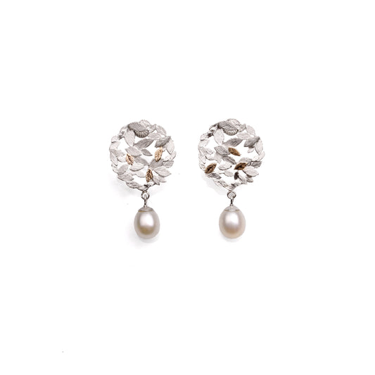 Foliage Cluster (Autumn) Studs with Fresh Water Pearls