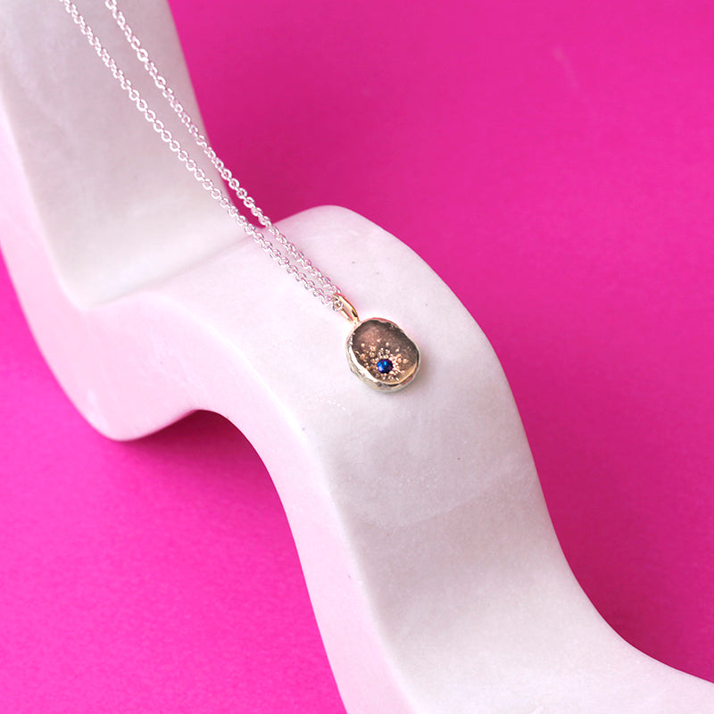 Gold and Sapphire Mini Medallion