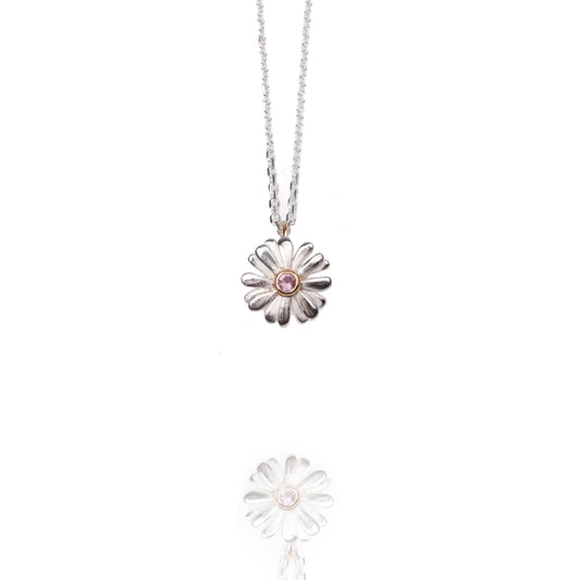 Native Highland Daisy with Sapphire Necklace (Ready to ship)