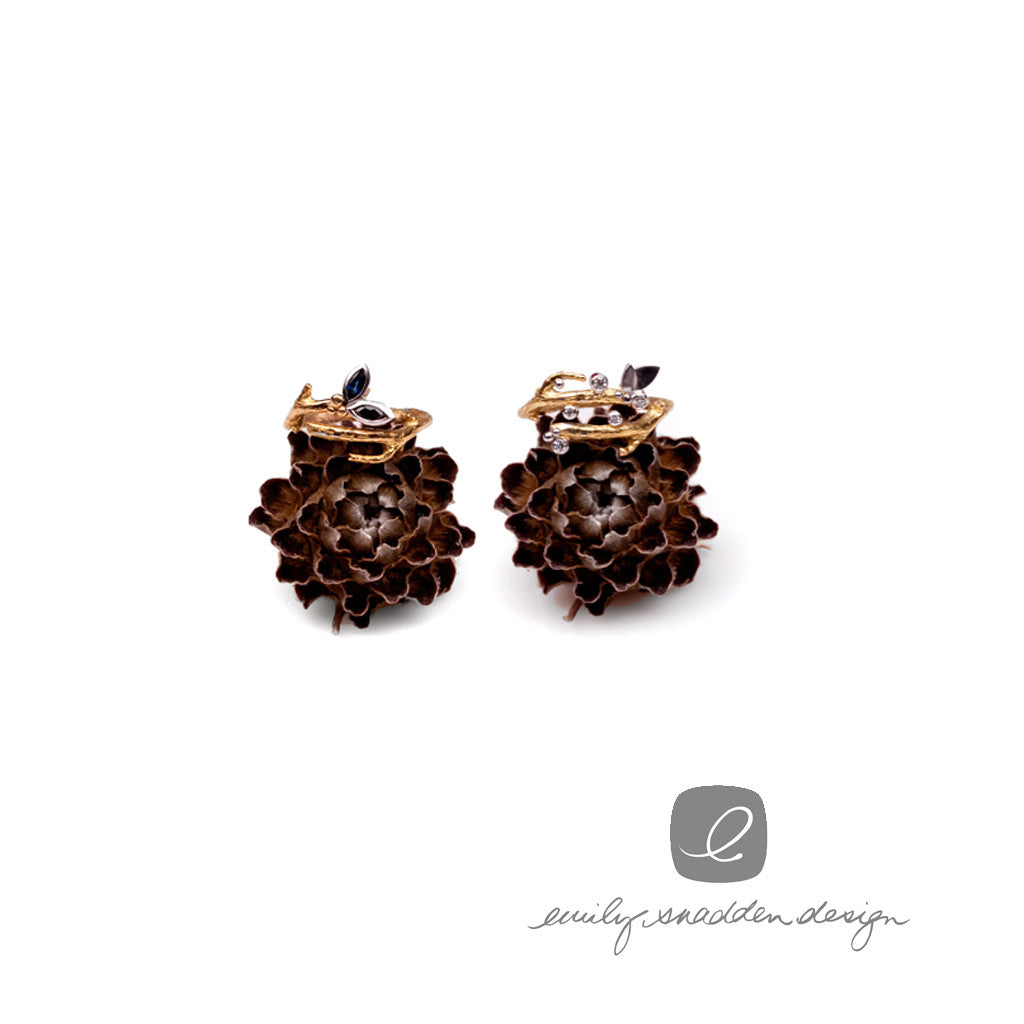 Gold & diamond twig engagement rings
