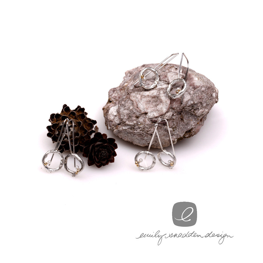 Silver & pearl hook earrings