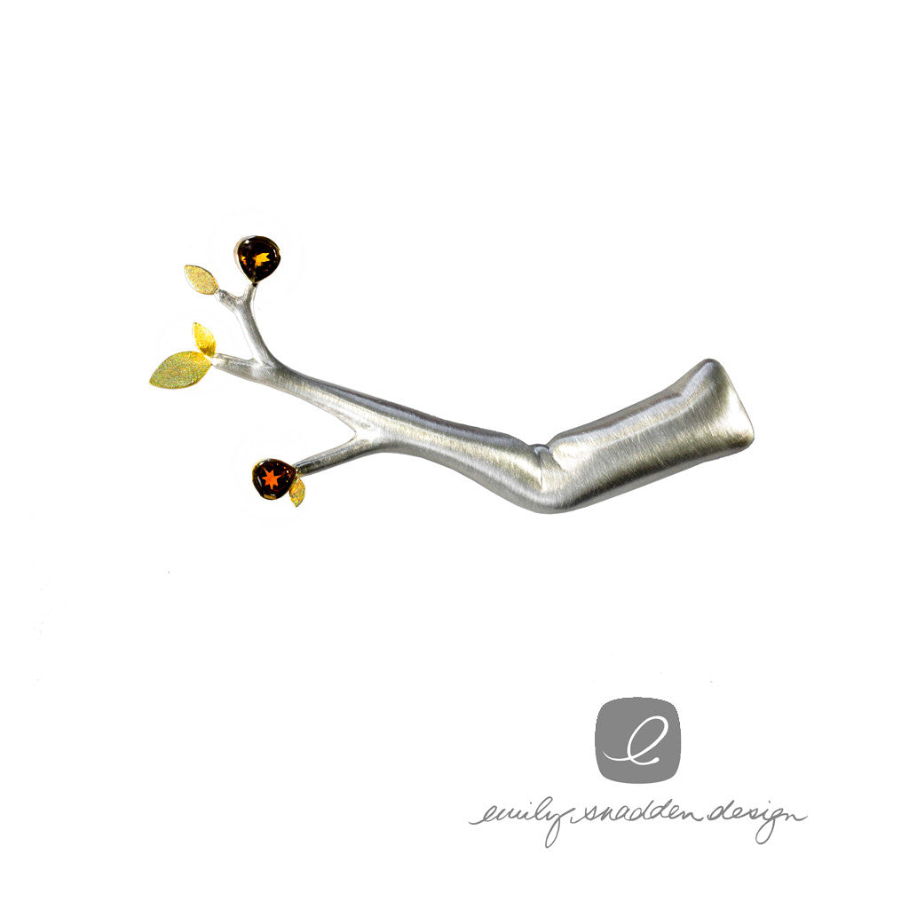 Die formed 'Limb' brooch with tourmalines