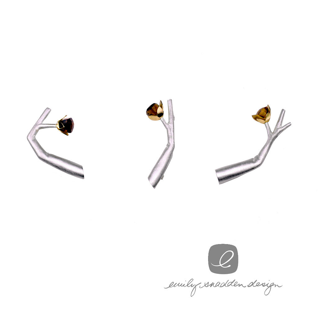 Limb brooches with smokey quartz