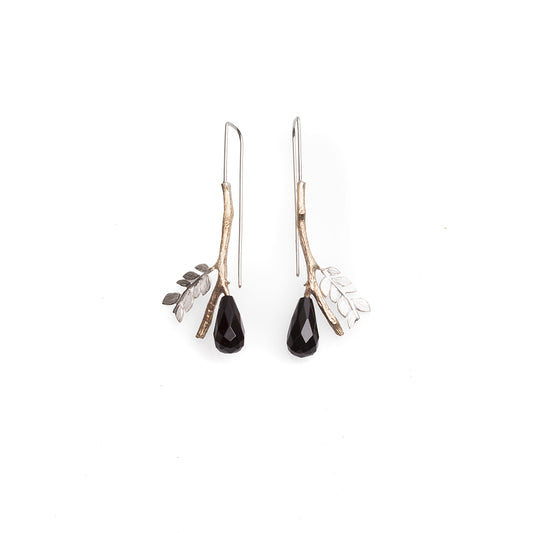 Twig hooks with Onyx Briolettes