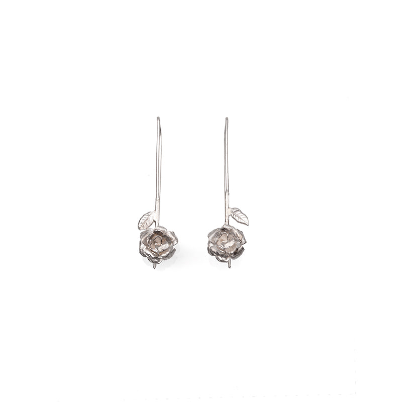 Cecile Brunner Rose Stem Hook Earrings