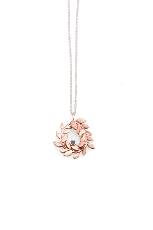 Rose Gold Foliage wreath with Sapphire