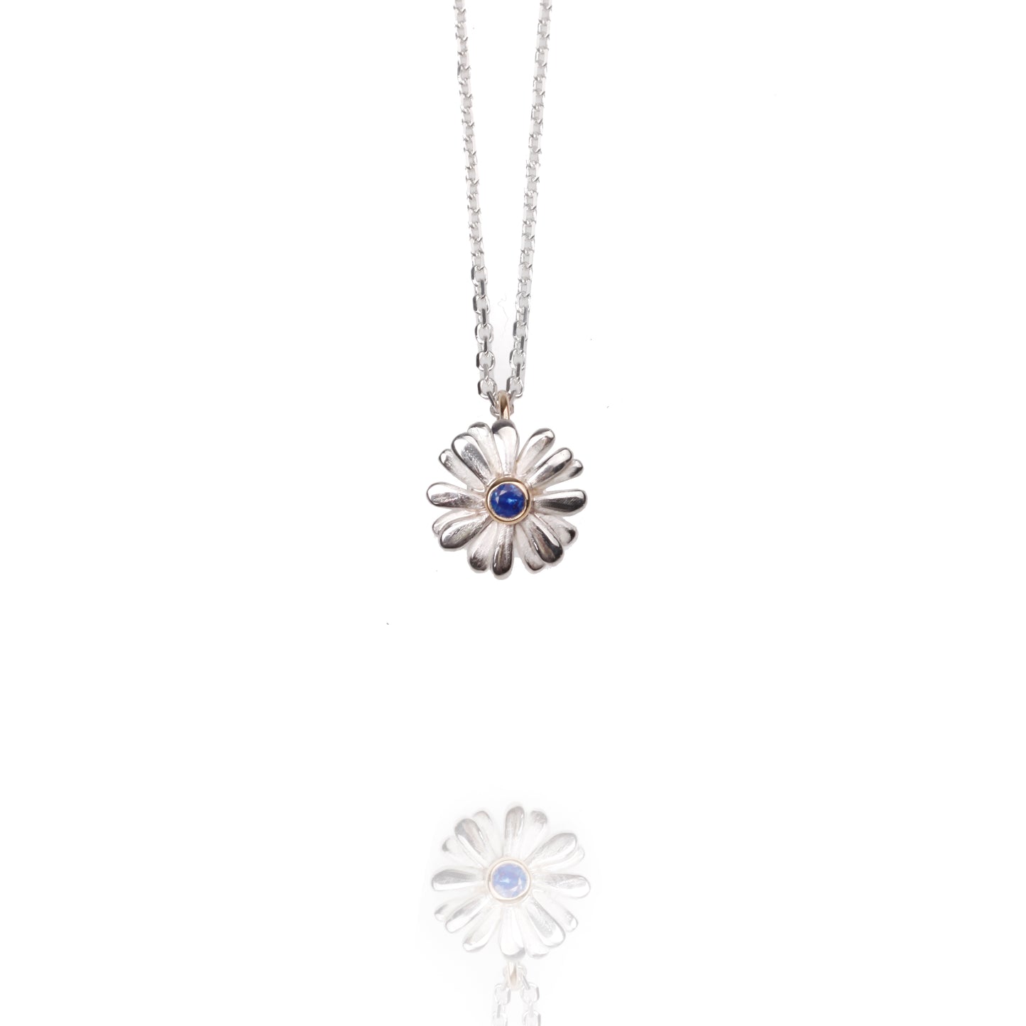 Native Highland Daisy with Sapphire Necklace (Ready to ship)
