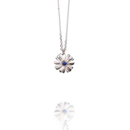 Native Highland Daisy with Sapphire Necklace (Ready to ship)