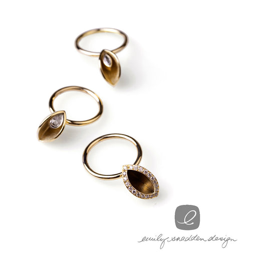 Diamond set pod rings