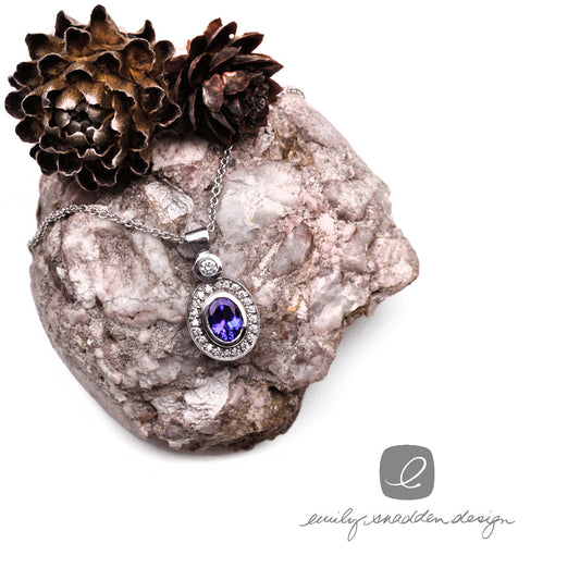 Tanzanite and diamond pendant