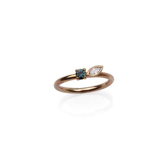 Parti Sapphire & Marquise Diamond Ring