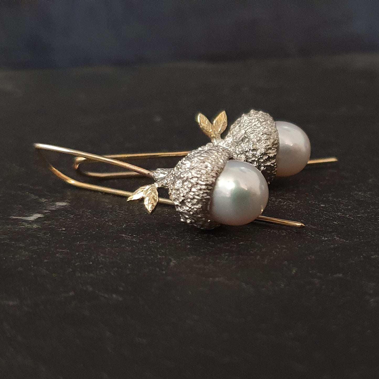 Acorn Drop Hooks with Pearls